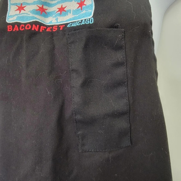 Chefwear Baconfest Chicago Black Tie Over Head Apron Embroidered Logo 3 Pockets - Picture 5 of 8